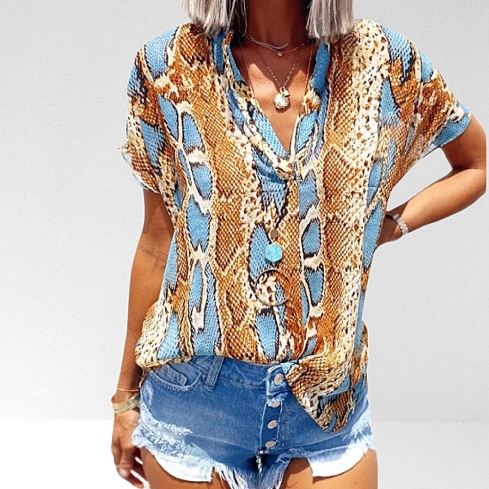 Snakeskin Print Lightweight Sleeveless Blouse